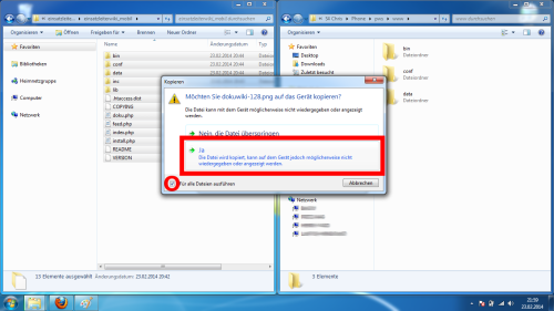 Kopieren von Dateien bestätigen
